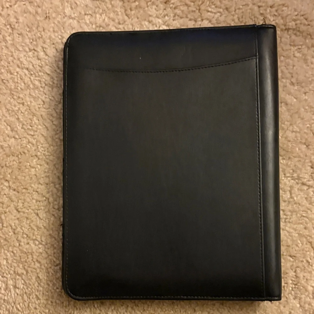 Black Leather Portfolio with Logo